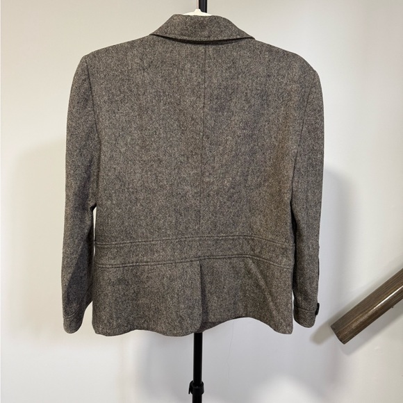 Club Monaco Taupe Wool Blend Tweed Cropped Blazer - Picture 5 of 8